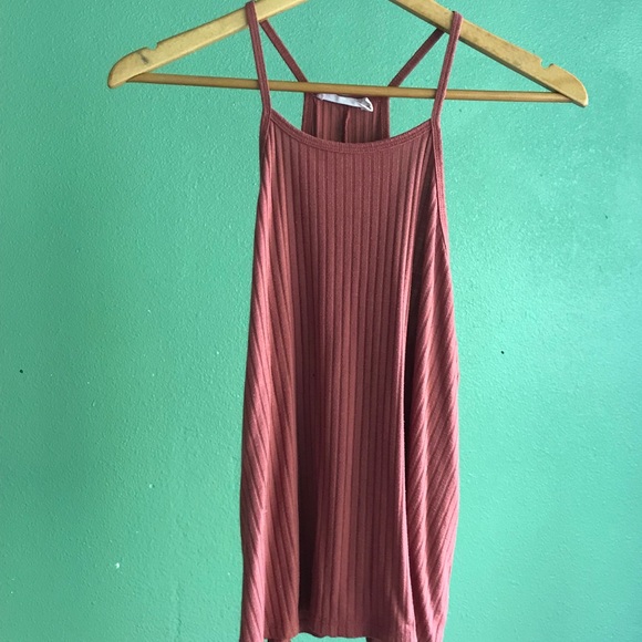Rusty Red Ribbed Tank Top Racerback Style - Picture 3 of 6